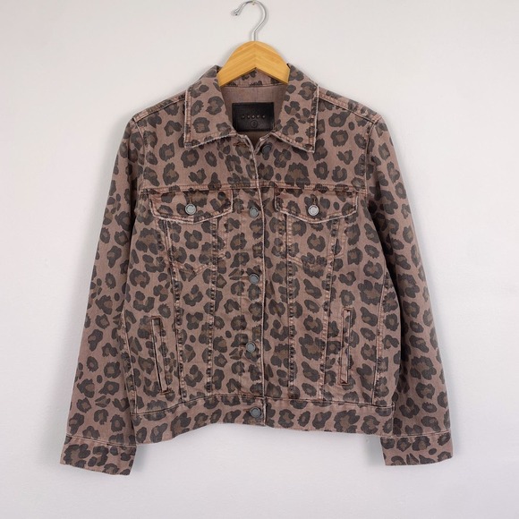BLANKNYC Brown Leopard Print Denim Jacket Small - Picture 1 of 6